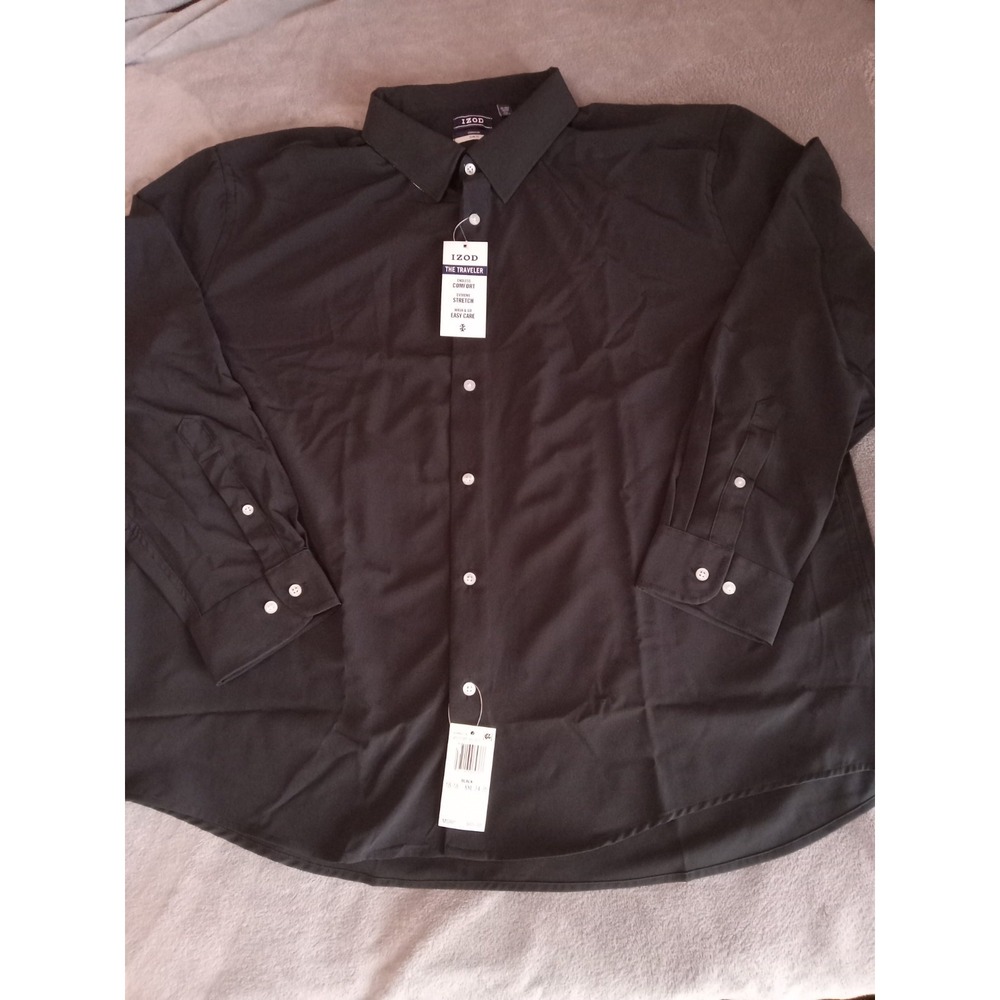 Izod The Traveler‎ Dress Shirt Men's 18-18.5 34/35 Black Slim Fit